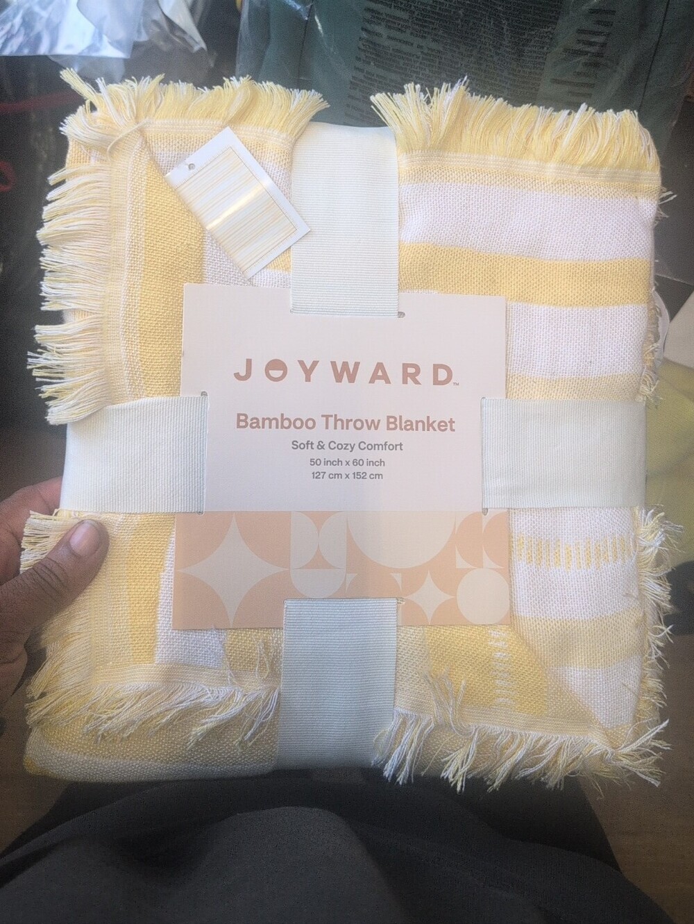 Joyward Yellow & White Bamboo Throw Blanket